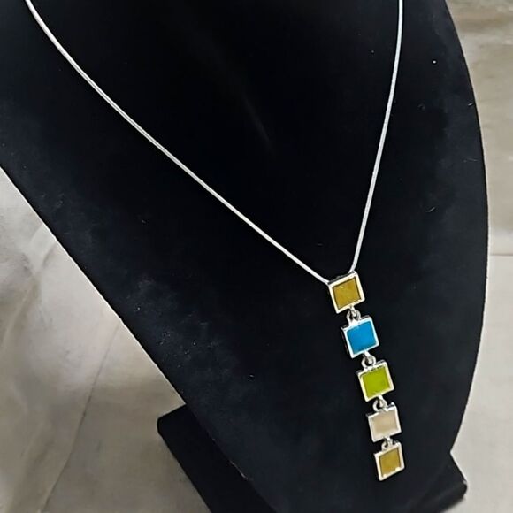 Vintage Y2K  Butterfly Festoon  Necklace Mosaic Tile 3 Piece Crystal Set - Picture 10 of 13